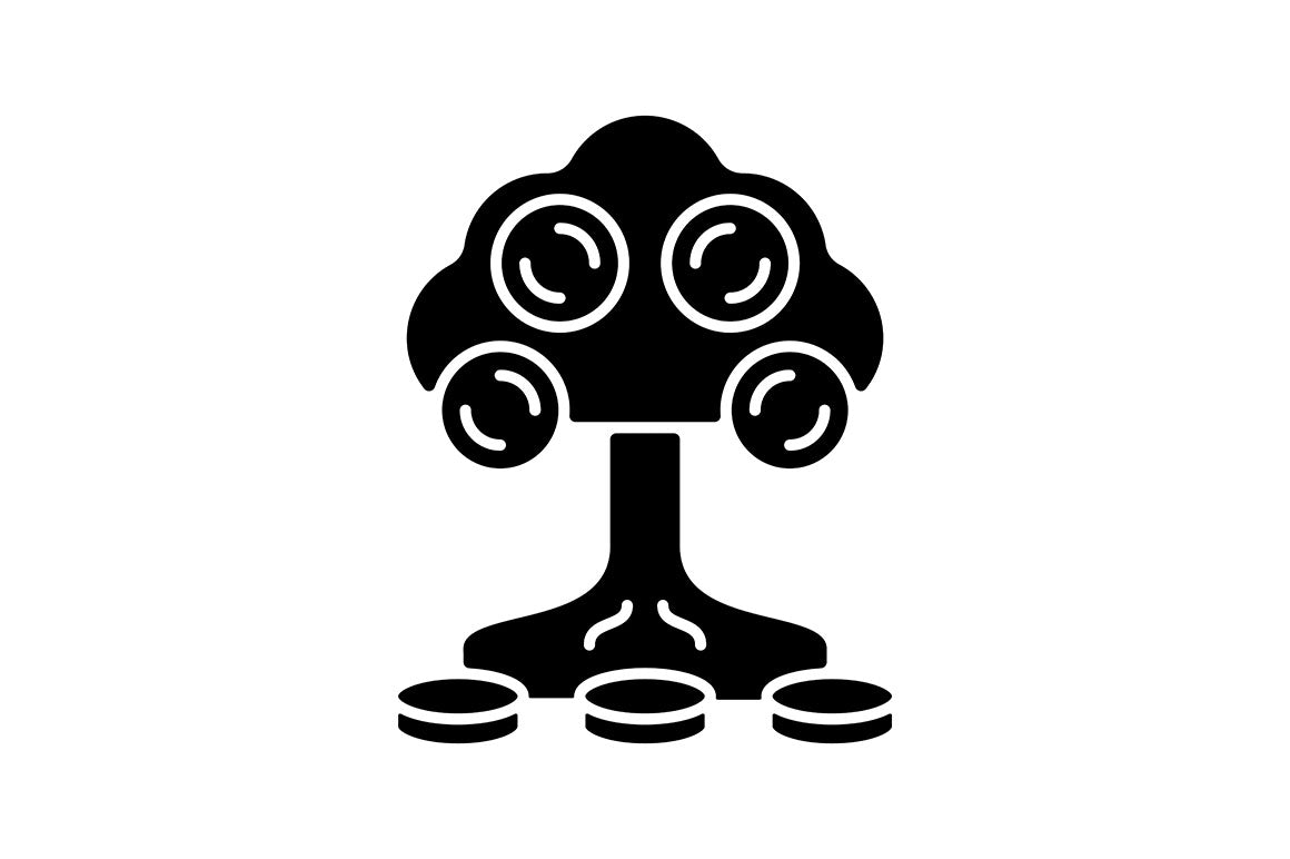 Financial literacy black glyph icons set on white space