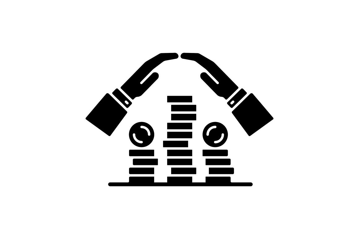 Financial literacy black glyph icons set on white space