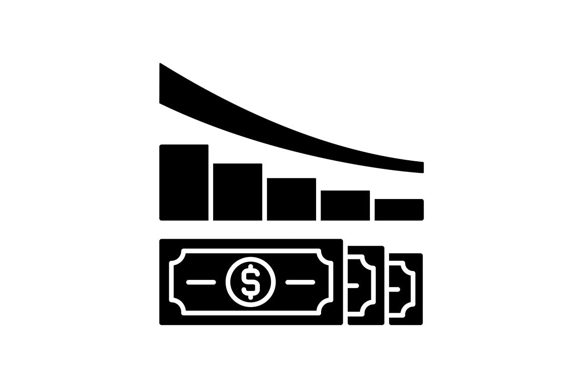 Financial literacy black glyph icons set on white space