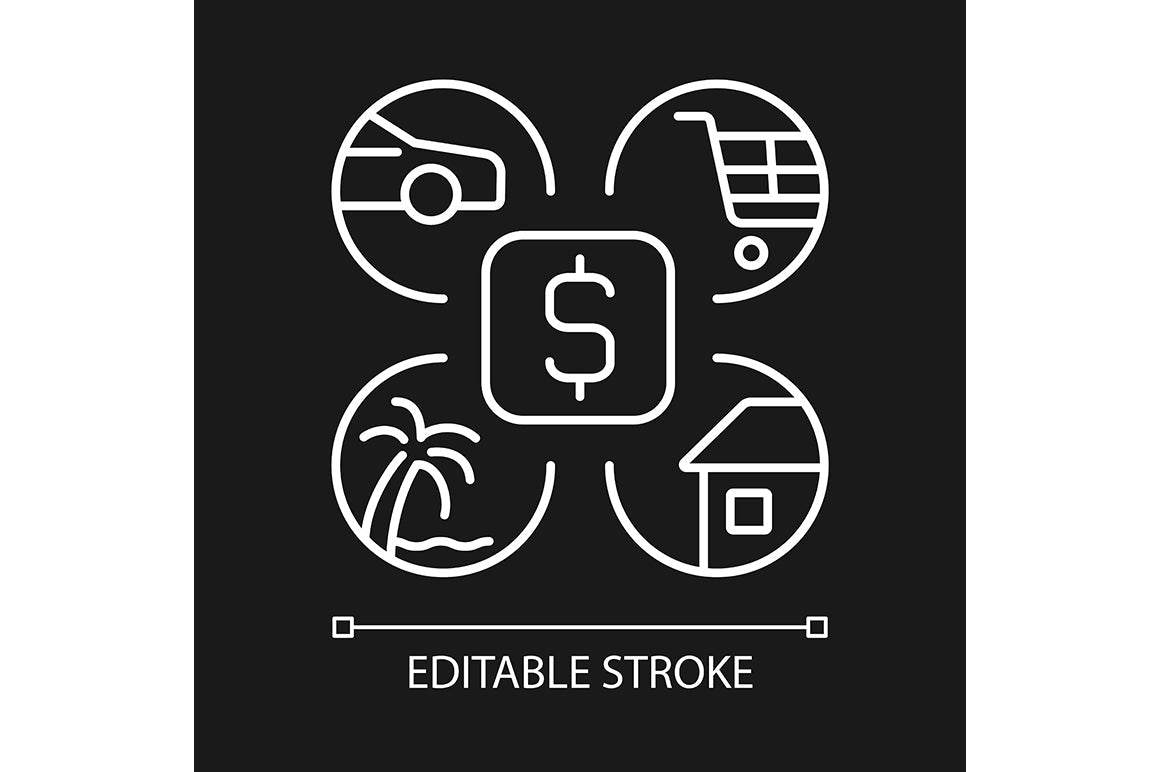 Financial literacy linear icons set for dark and light mode