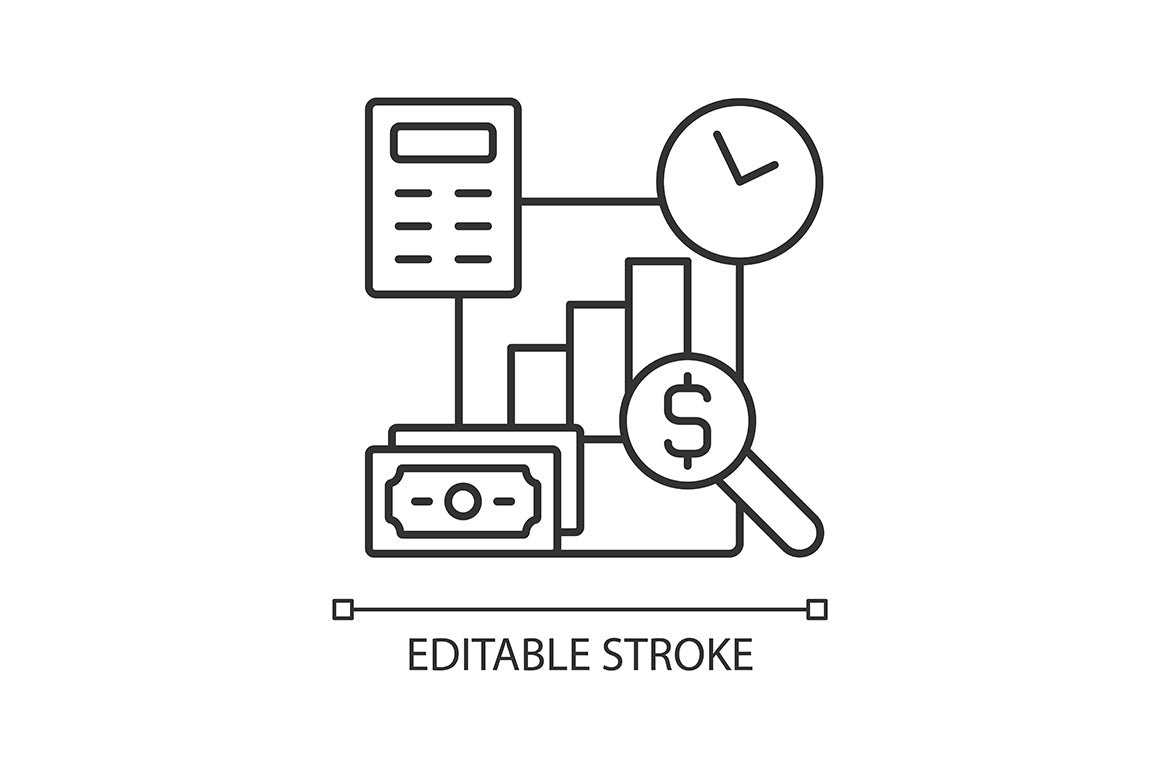 Financial literacy linear icons set for dark and light mode