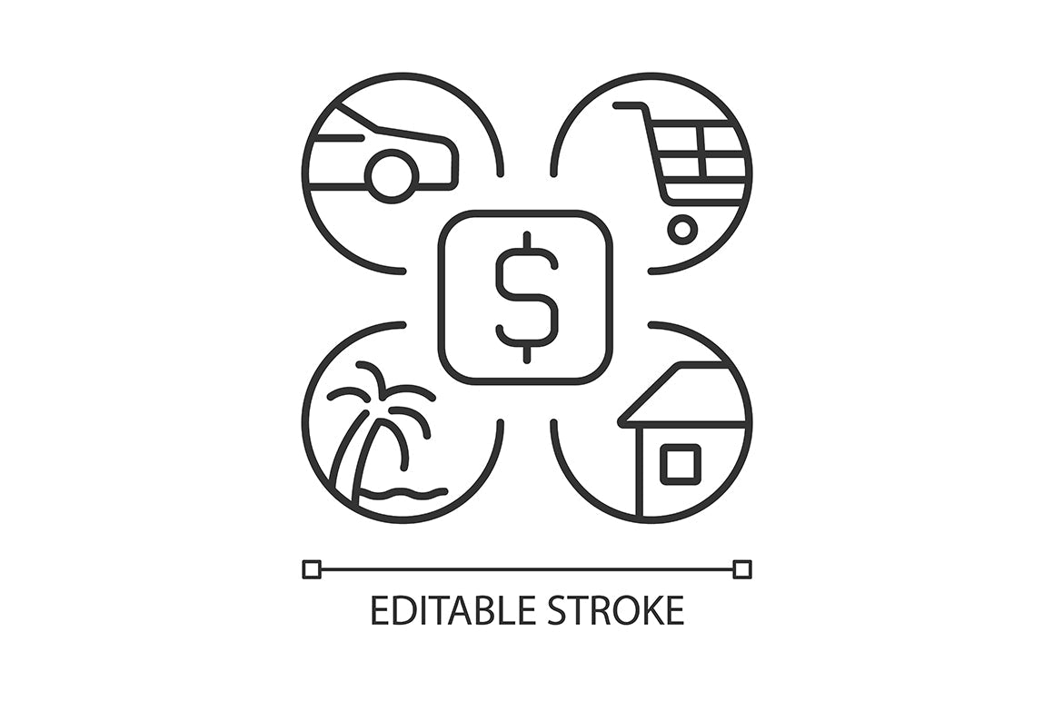 Financial literacy linear icons set for dark and light mode