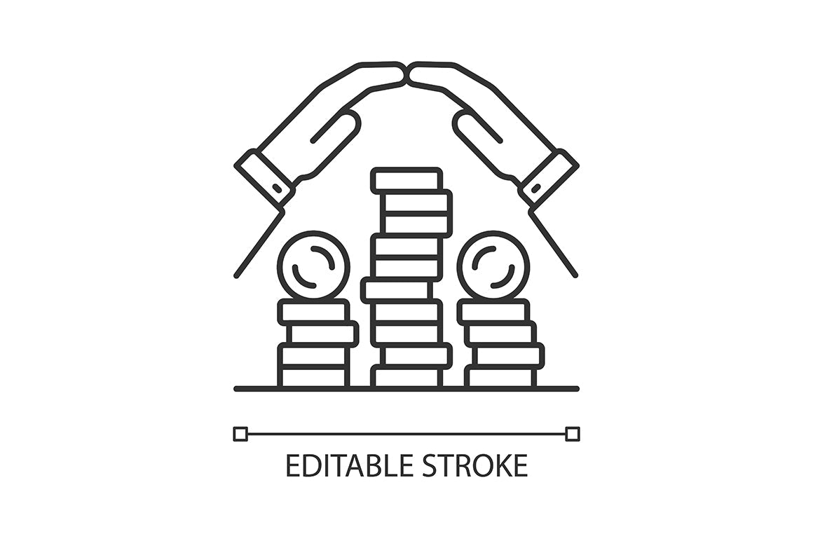 Financial literacy linear icons set for dark and light mode