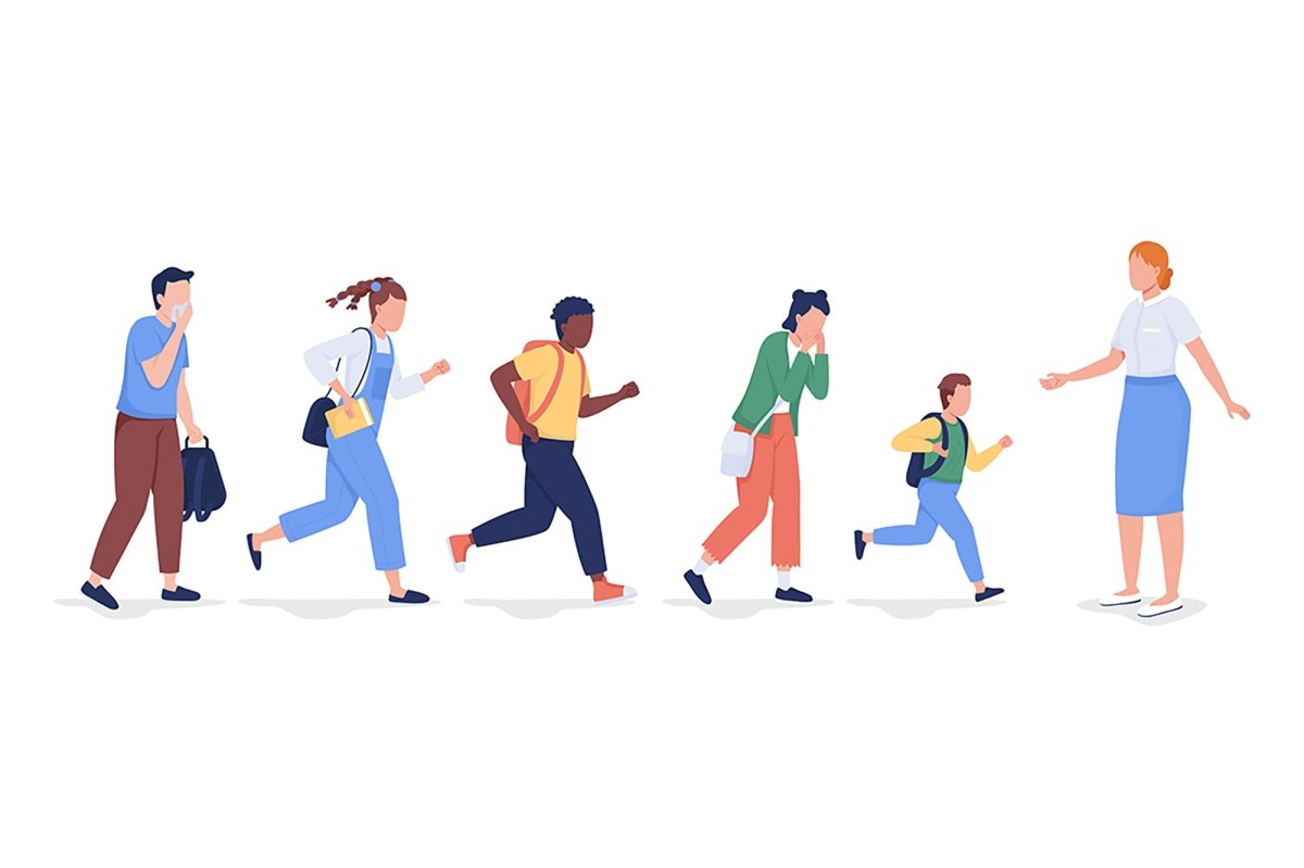 Fire evacuation vector characters bundle