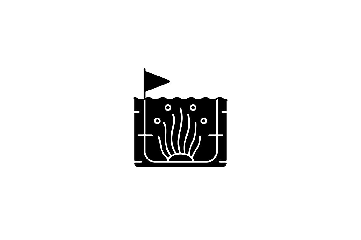 Fishing industry black glyph icons set on white space