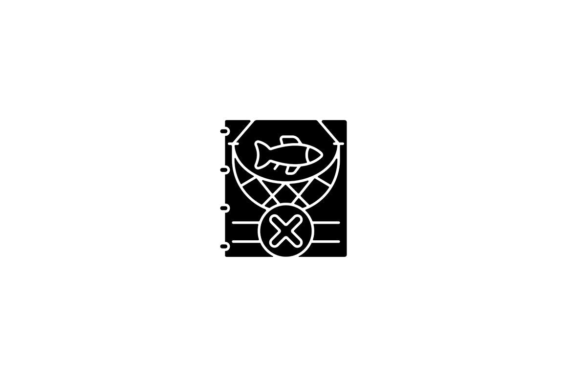 Fishing industry black glyph icons set on white space