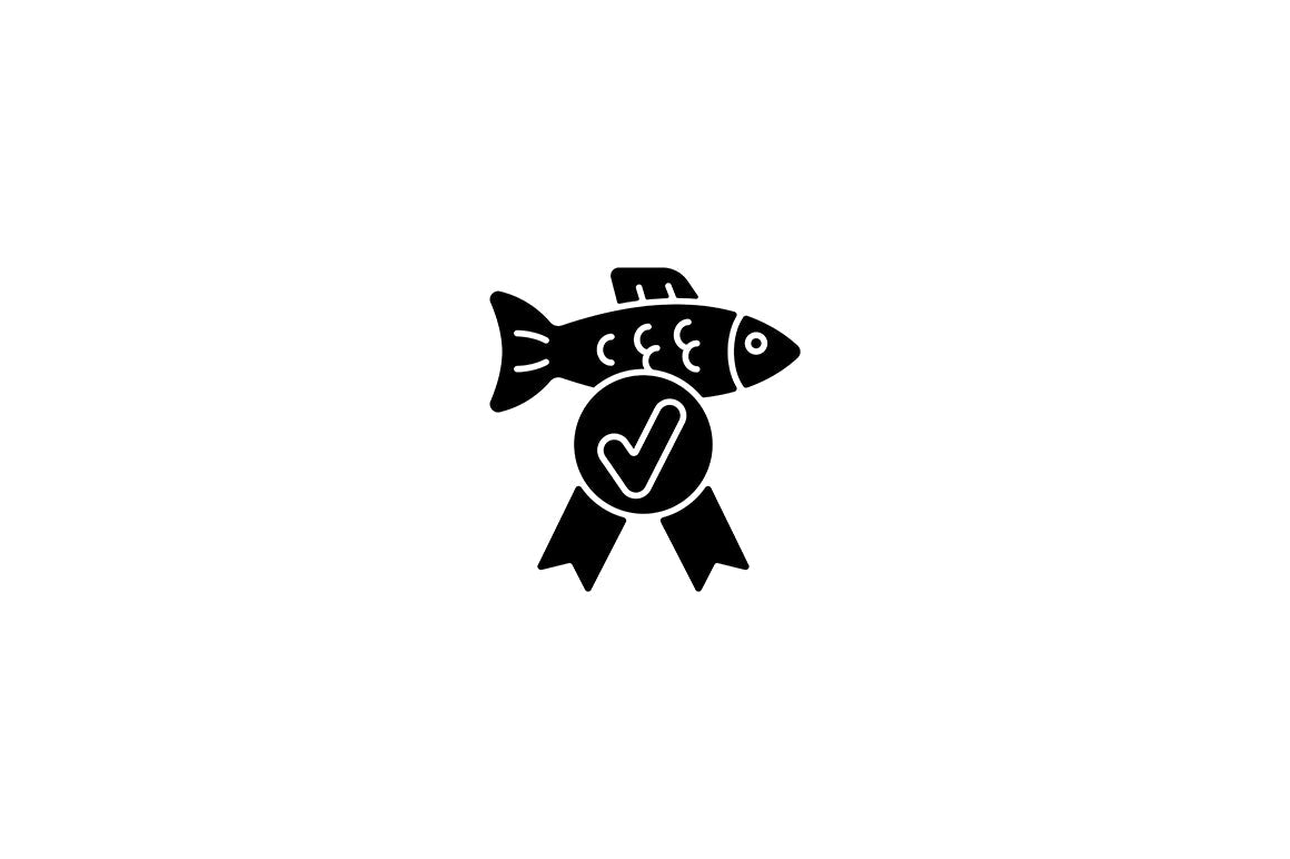 Fishing industry black glyph icons set on white space