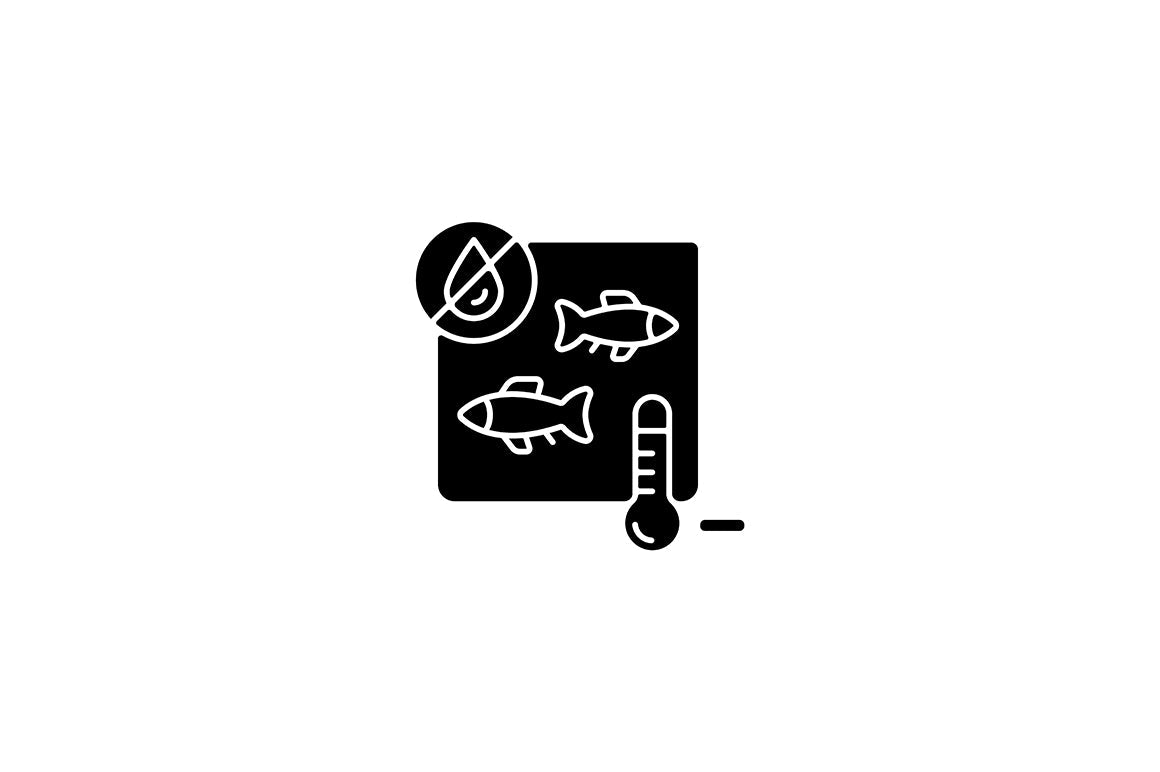 Fishing industry black glyph icons set on white space