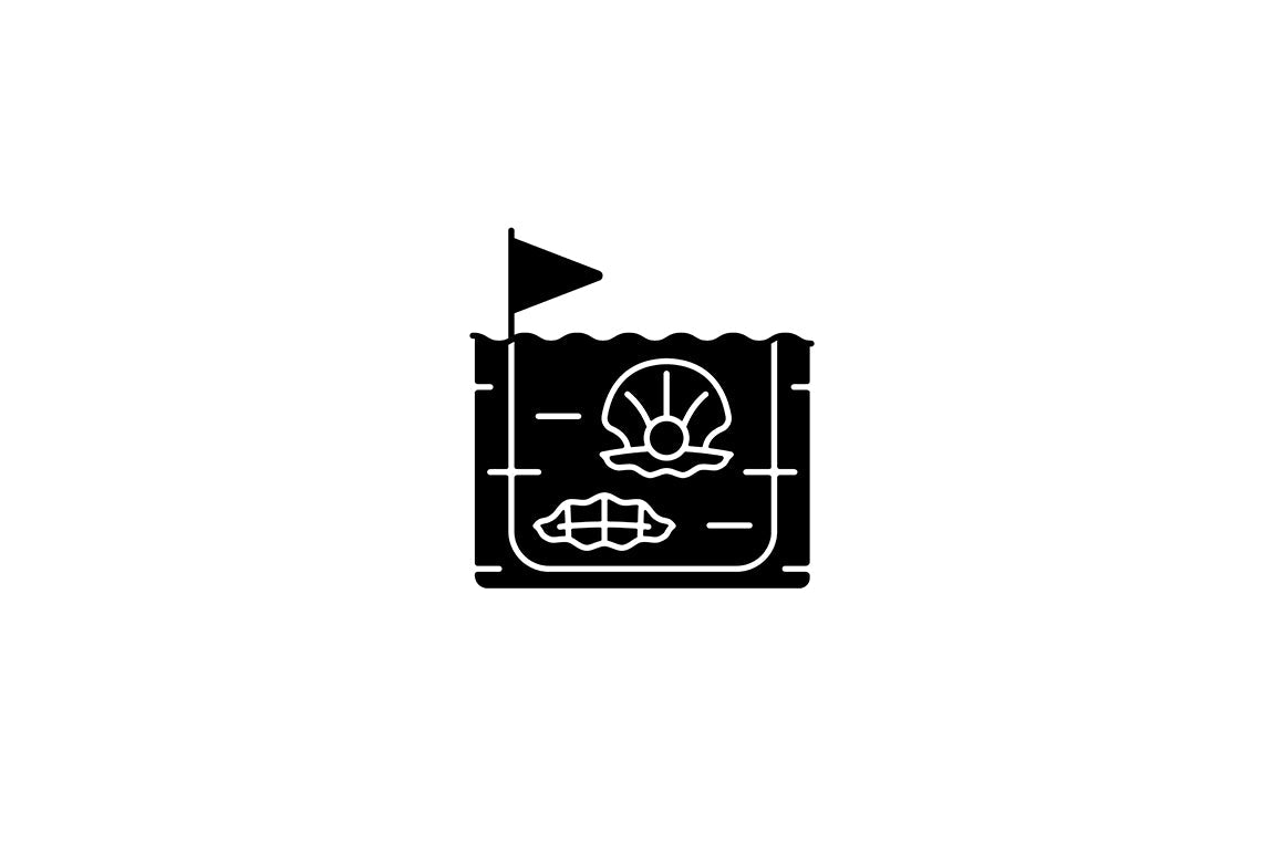 Fishing industry black glyph icons set on white space