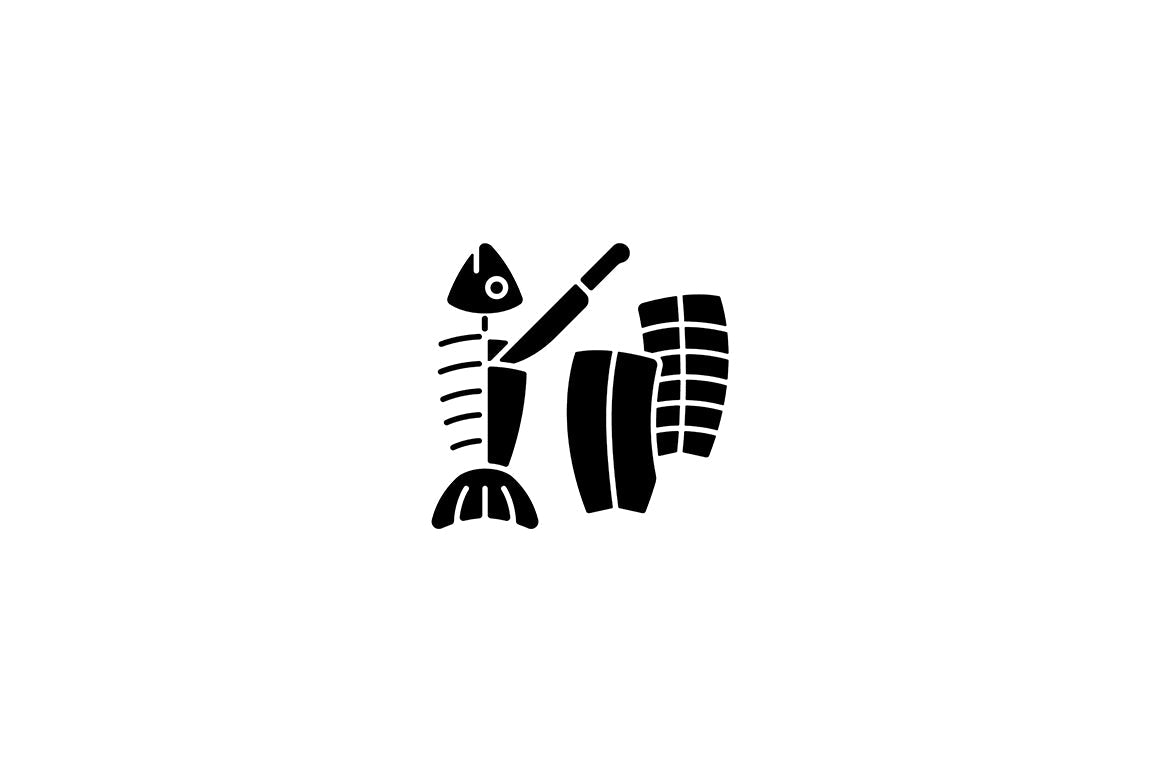 Fishing industry black glyph icons set on white space