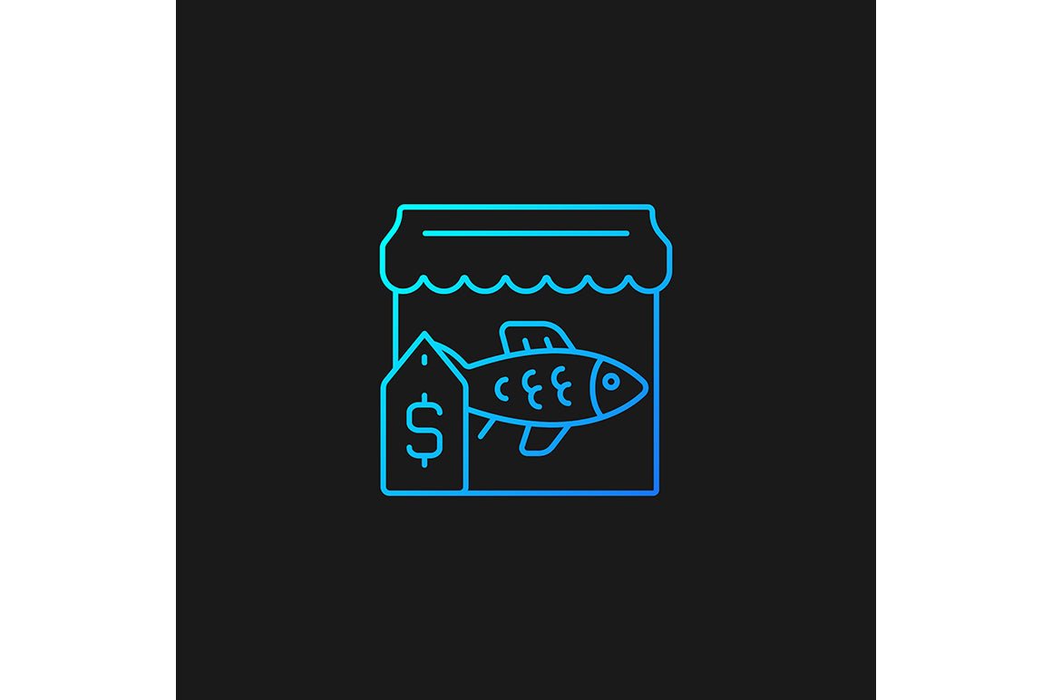 Fishing industry gradient icons set for dark and light mode