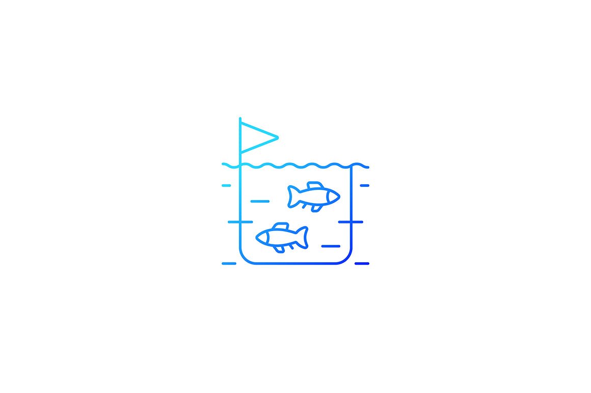 Fishing industry gradient icons set for dark and light mode