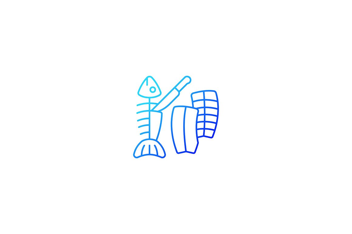 Fishing industry gradient icons set for dark and light mode