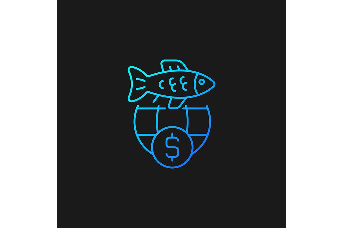 Fishing industry gradient icons set for dark and light mode