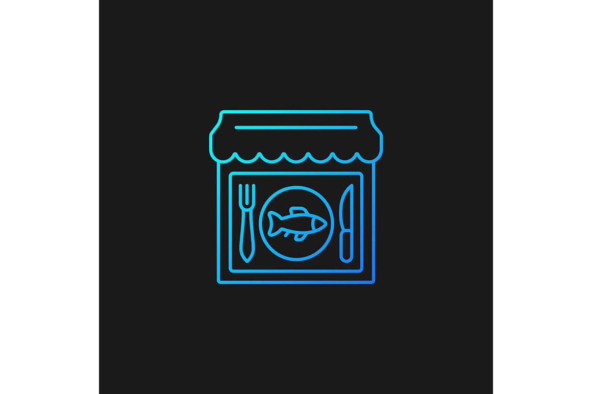 Fishing industry gradient icons set for dark and light mode