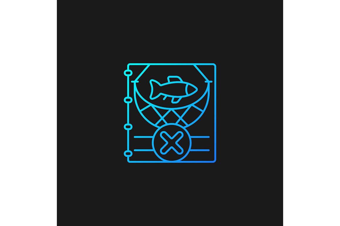 Fishing industry gradient icons set for dark and light mode