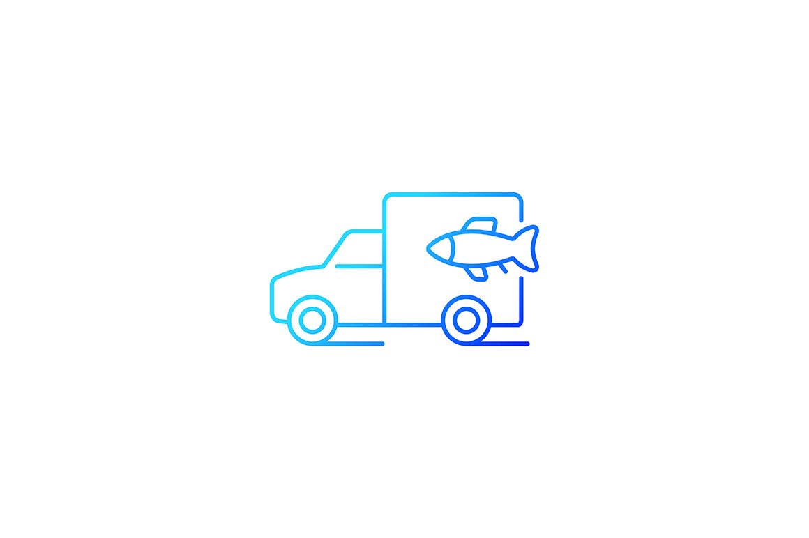 Fishing industry gradient icons set for dark and light mode