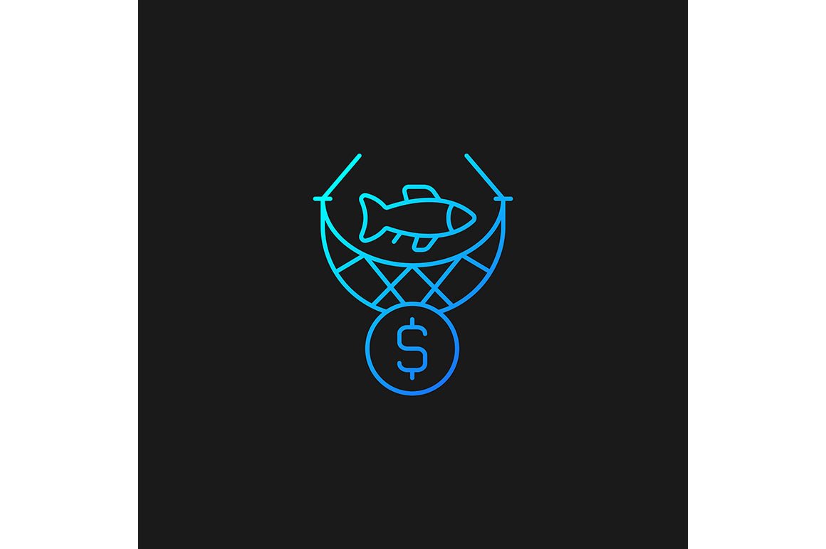 Fishing industry gradient icons set for dark and light mode