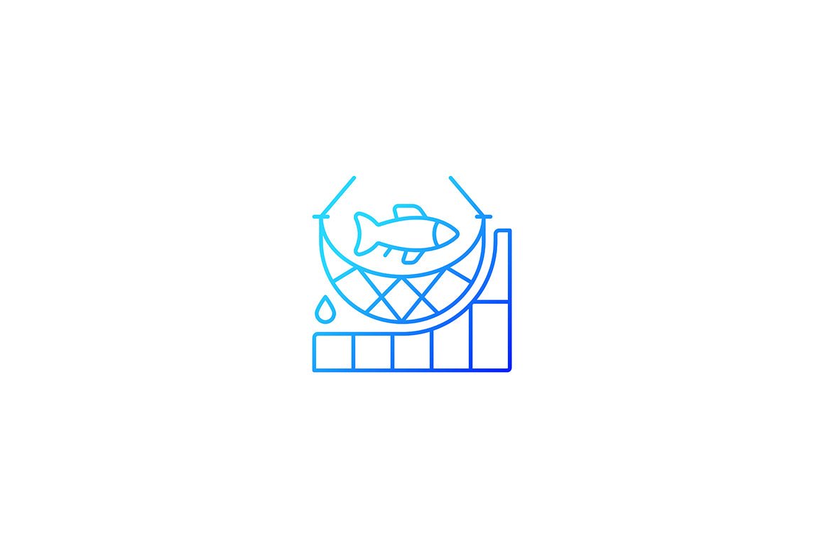 Fishing industry gradient icons set for dark and light mode