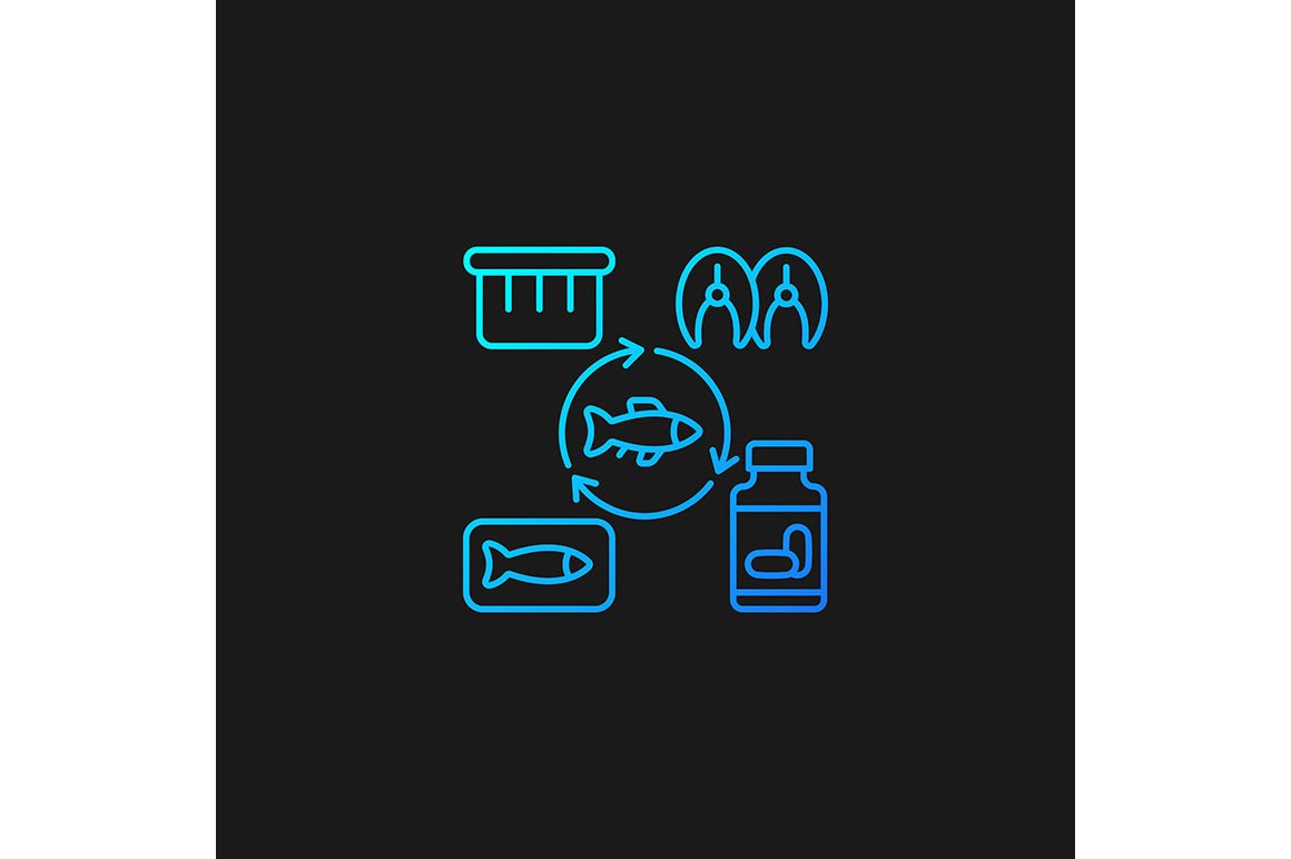 Fishing industry gradient icons set for dark and light mode
