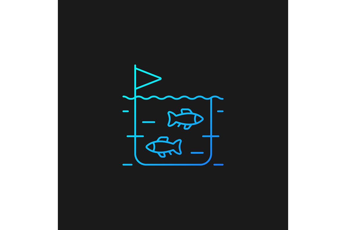 Fishing industry gradient icons set for dark and light mode