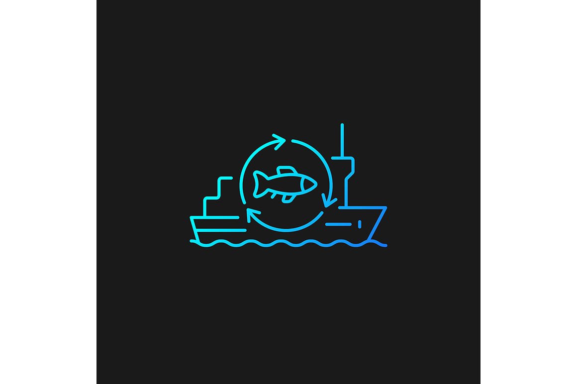 Fishing industry gradient icons set for dark and light mode