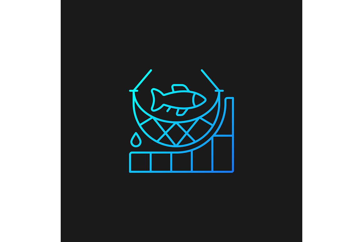 Fishing industry gradient icons set for dark and light mode