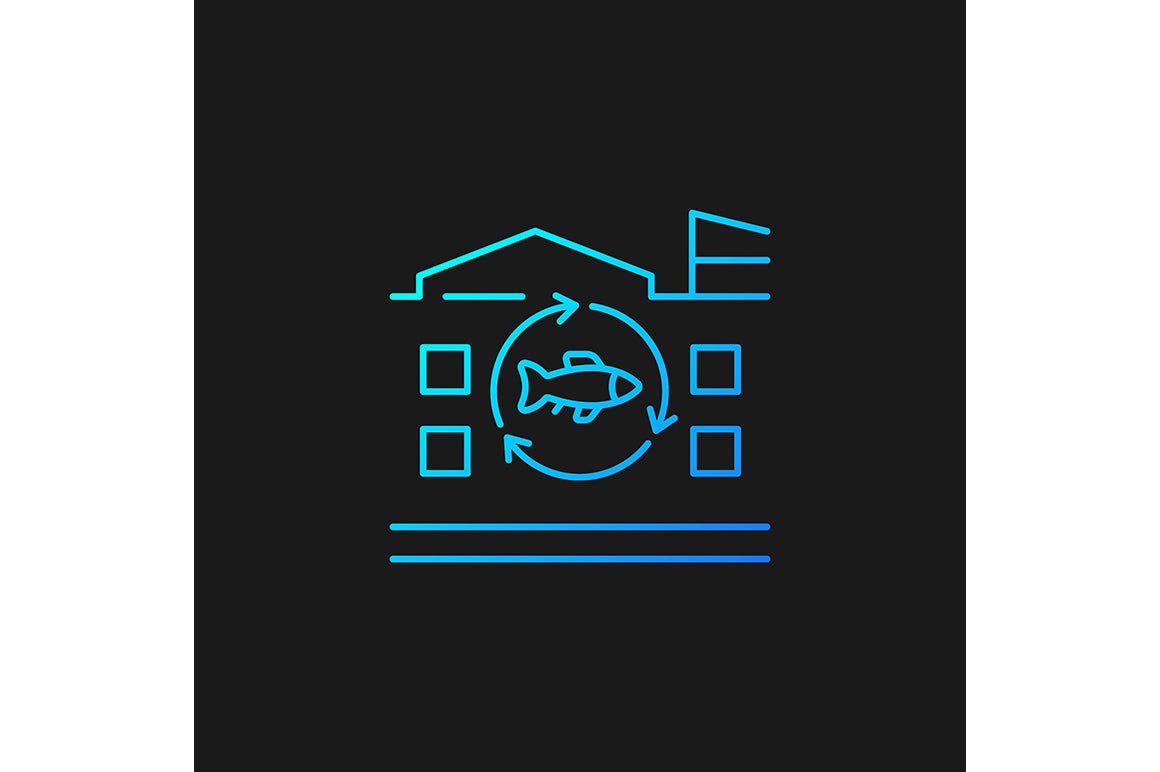 Fishing industry gradient icons set for dark and light mode
