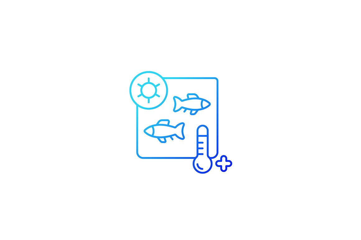 Fishing industry gradient icons set for dark and light mode