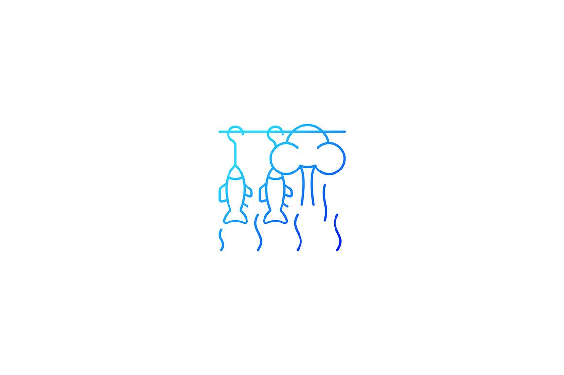 Fishing industry gradient icons set for dark and light mode