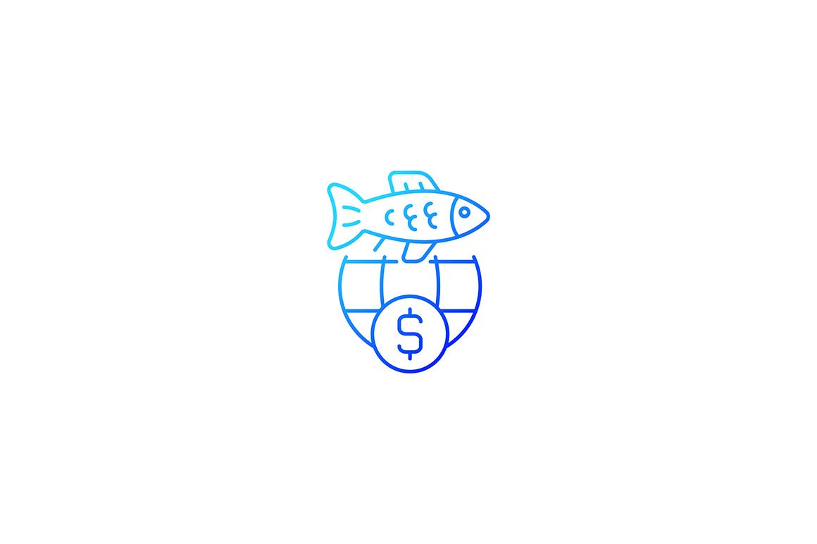 Fishing industry gradient icons set for dark and light mode