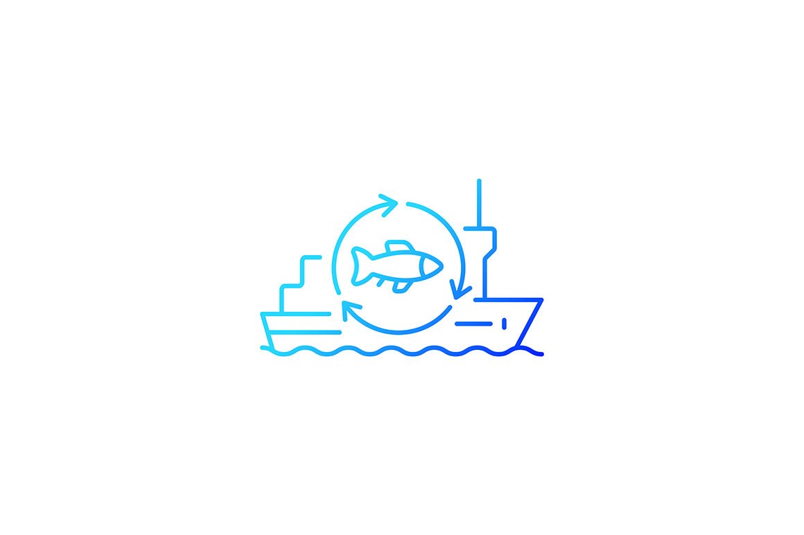 Fishing industry gradient icons set for dark and light mode