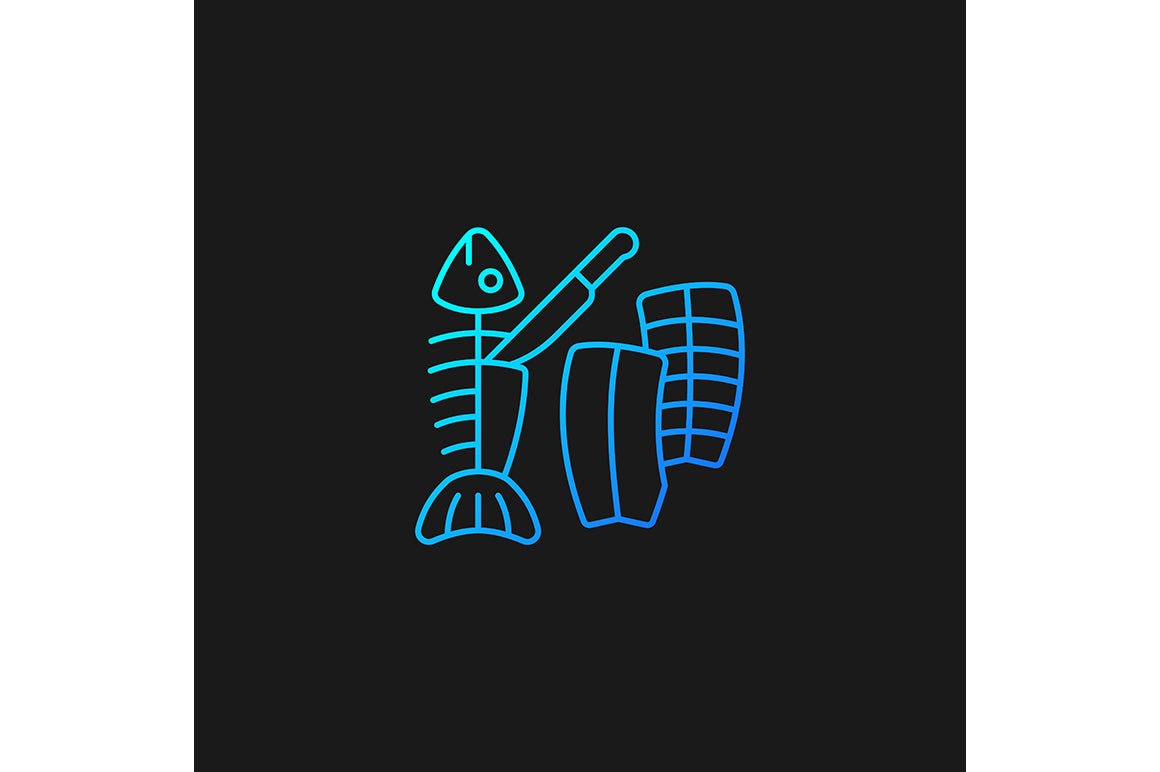 Fishing industry gradient icons set for dark and light mode