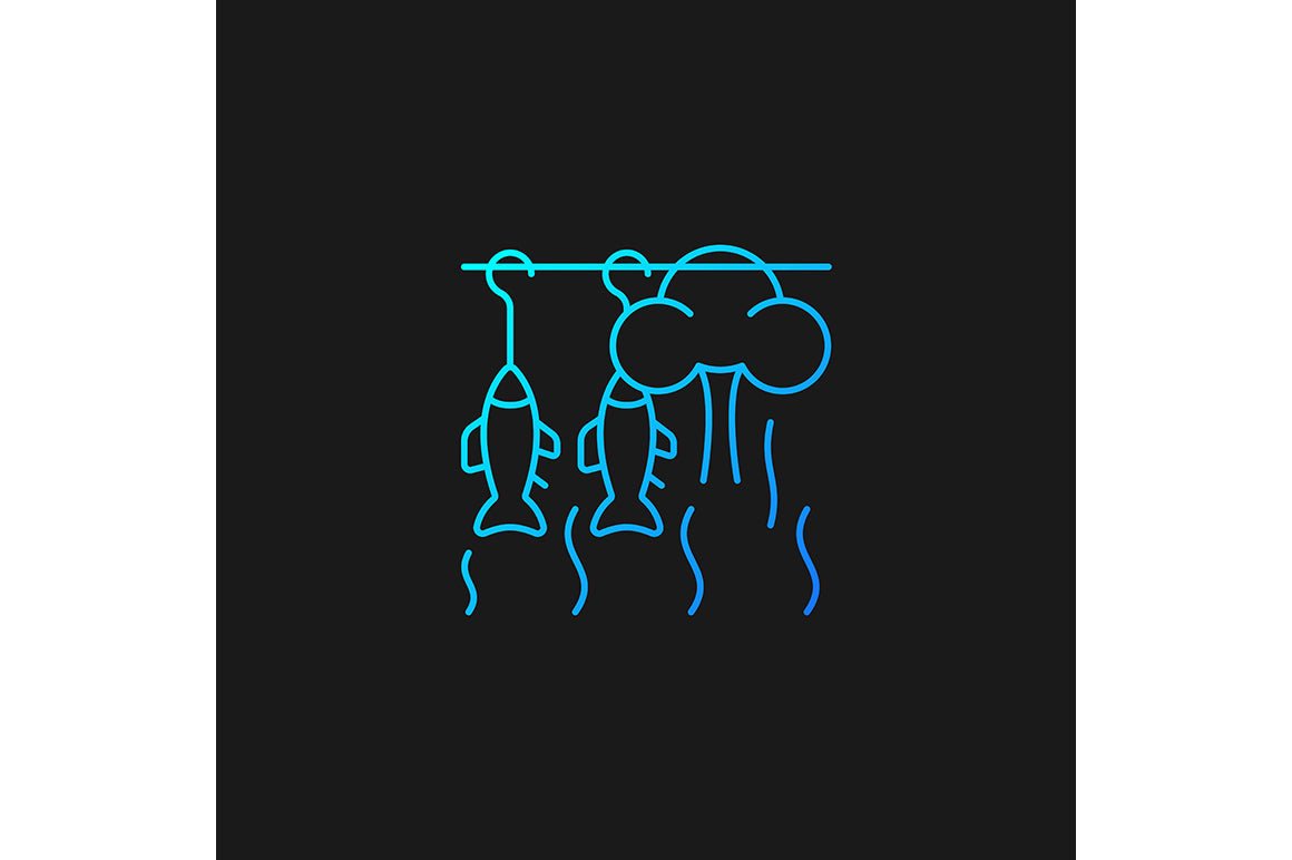 Fishing industry gradient icons set for dark and light mode