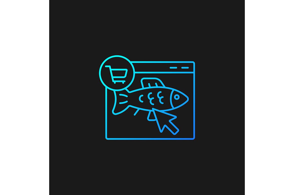 Fishing industry gradient icons set for dark and light mode