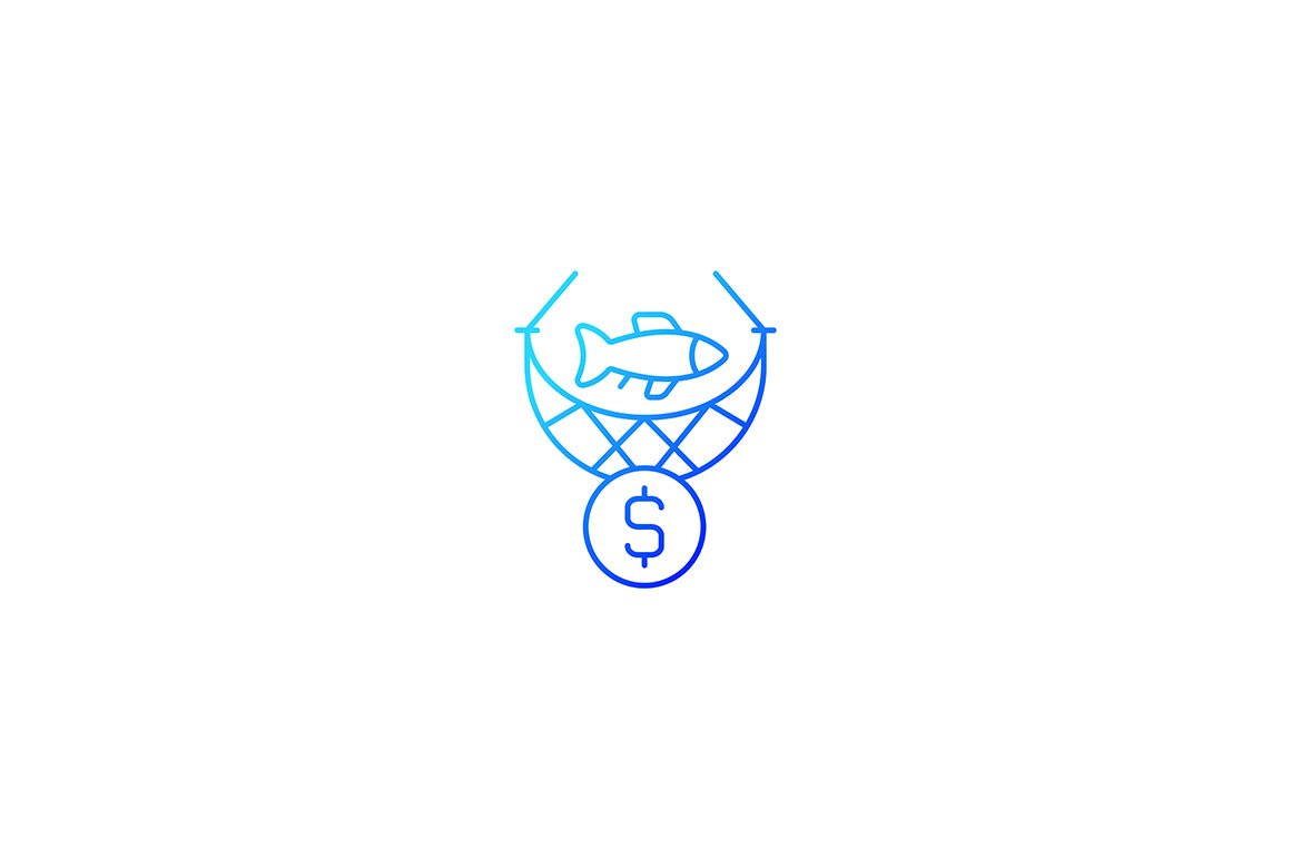 Fishing industry gradient icons set for dark and light mode