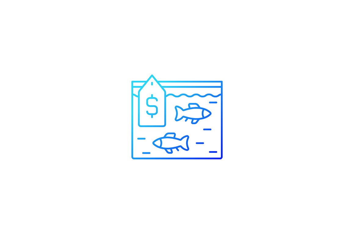 Fishing industry gradient icons set for dark and light mode