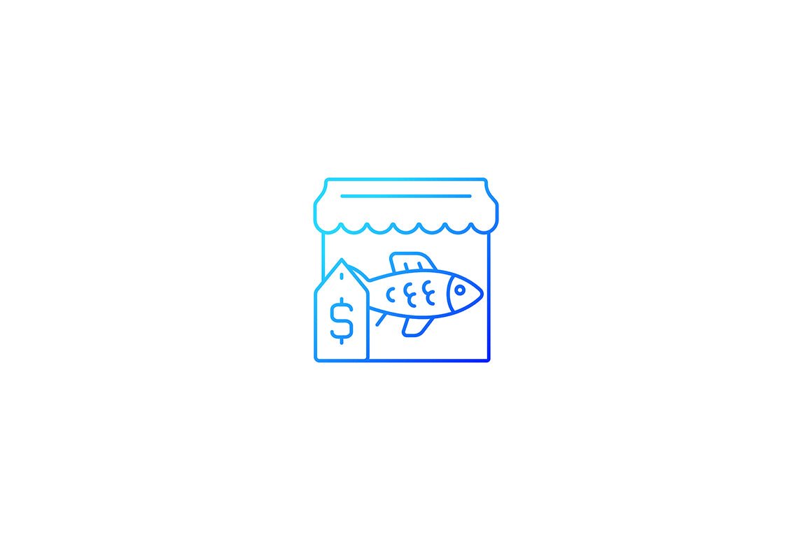 Fishing industry gradient icons set for dark and light mode