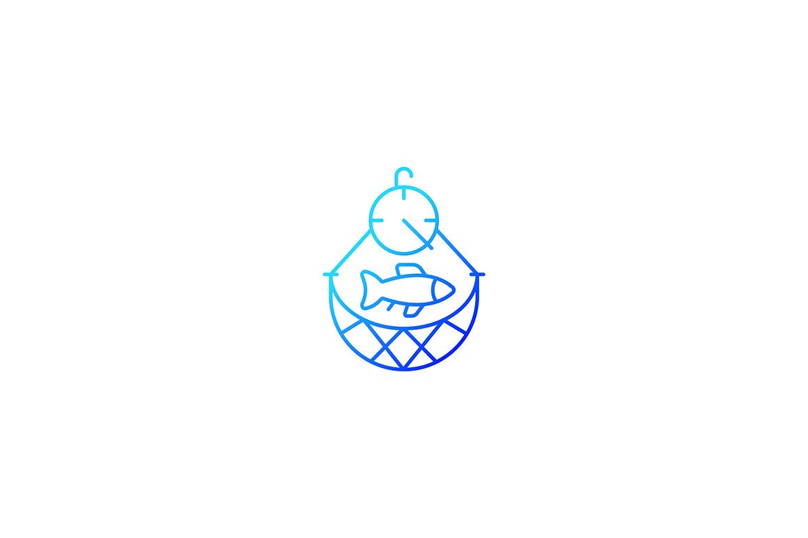 Fishing industry gradient icons set for dark and light mode