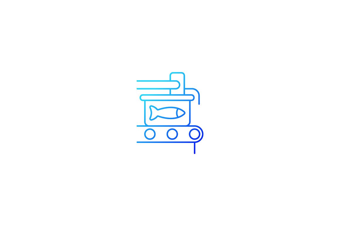 Fishing industry gradient icons set for dark and light mode
