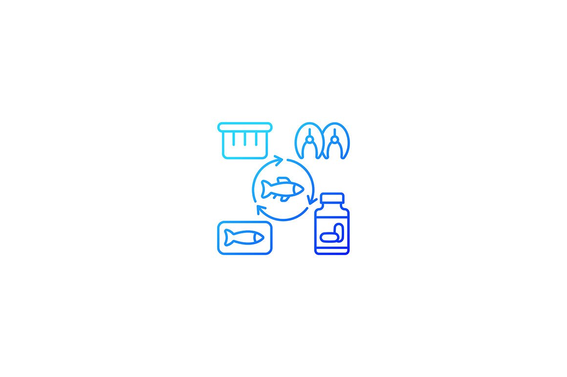 Fishing industry gradient icons set for dark and light mode