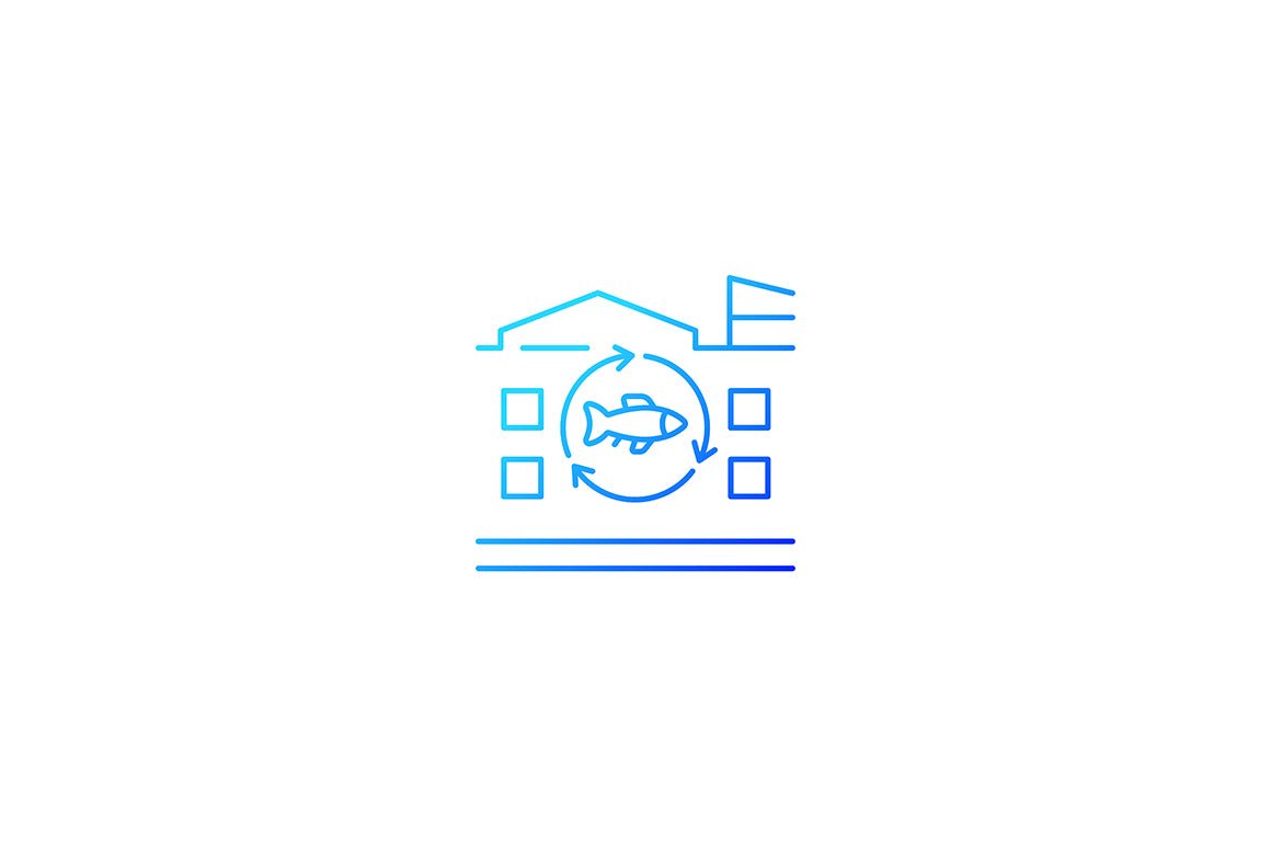 Fishing industry gradient icons set for dark and light mode