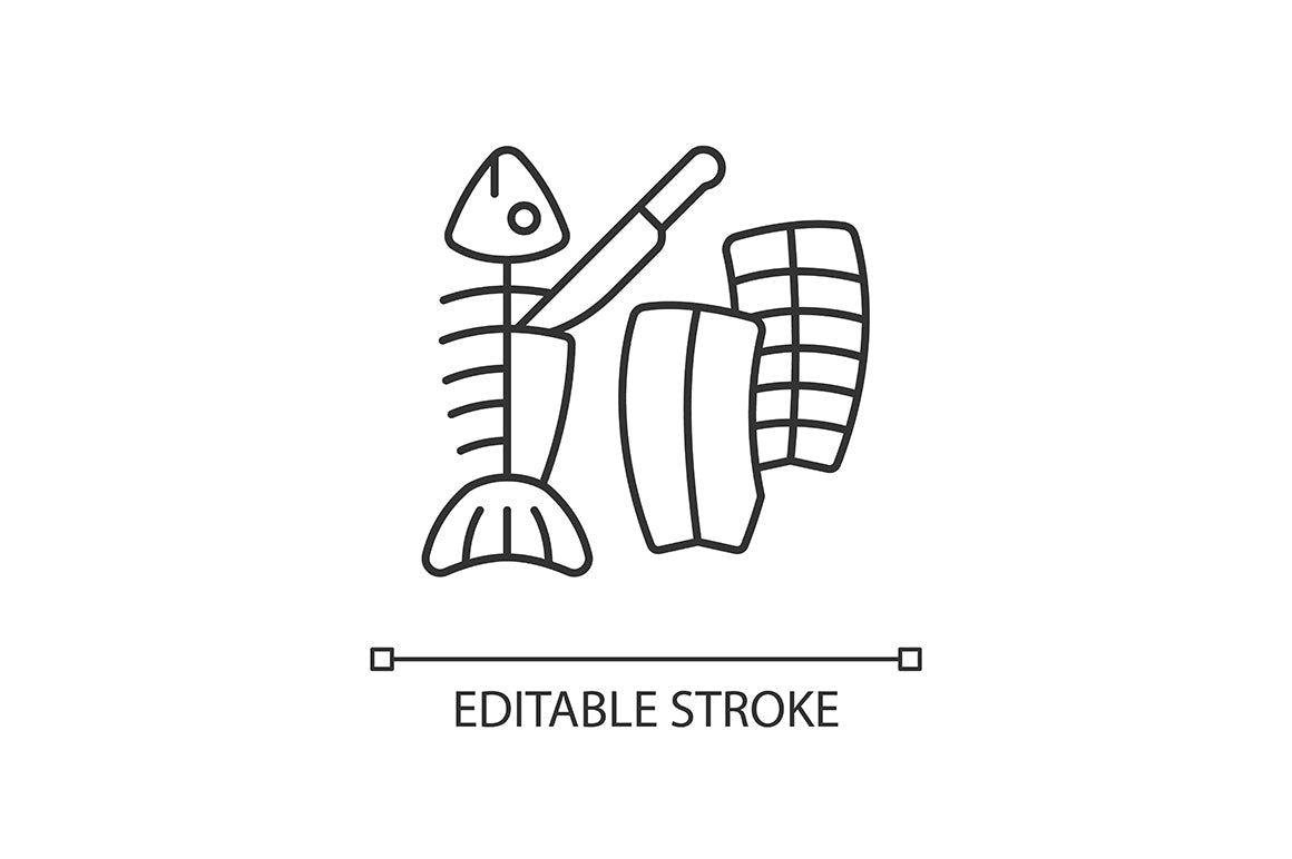 Fishing industry linear icons set for dark and light mode