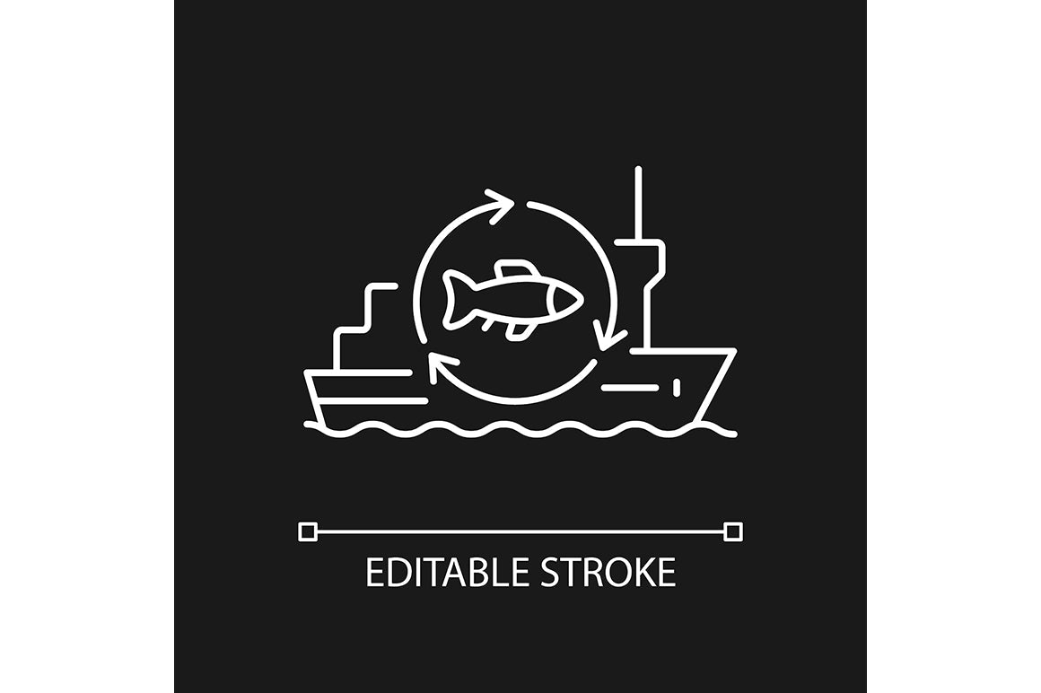 Fishing industry linear icons set for dark and light mode