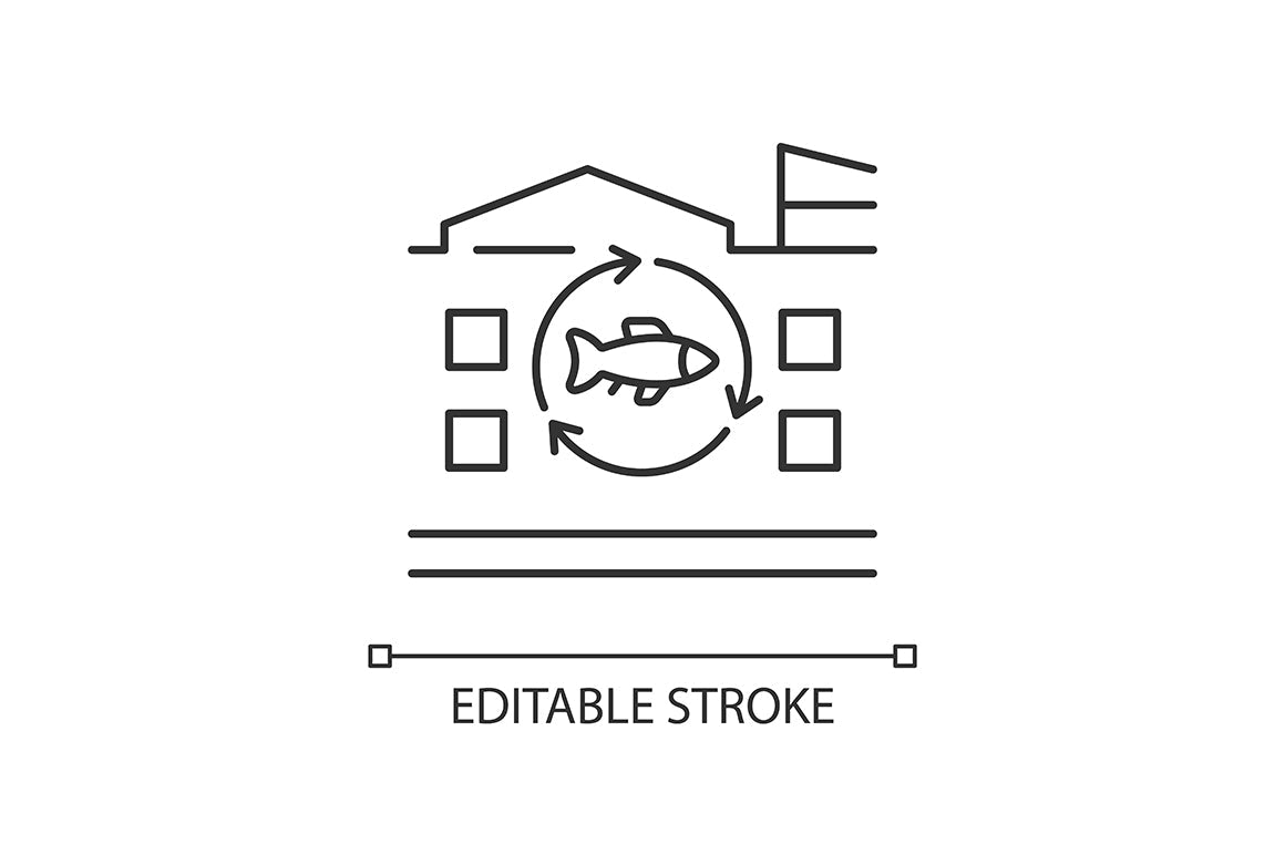 Fishing industry linear icons set for dark and light mode
