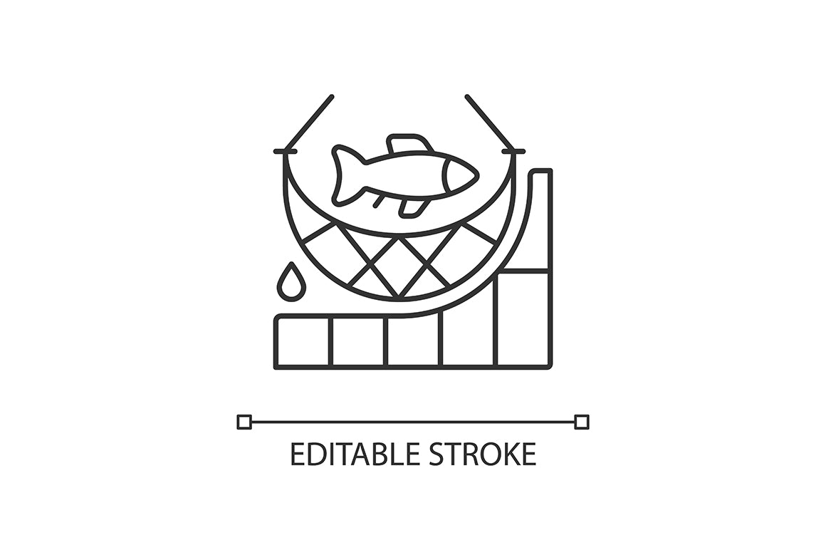 Fishing industry linear icons set for dark and light mode