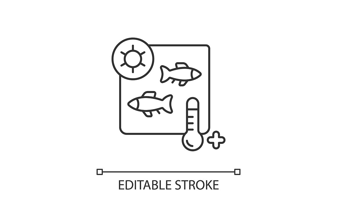 Fishing industry linear icons set for dark and light mode