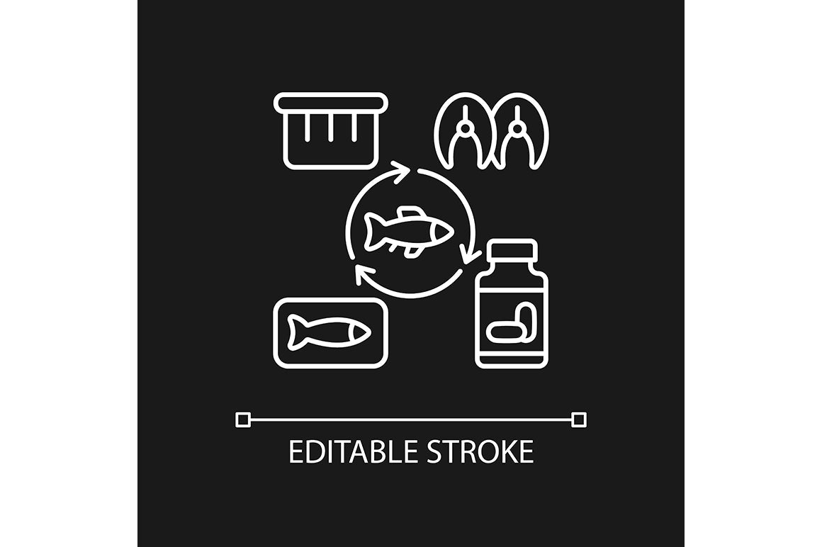 Fishing industry linear icons set for dark and light mode