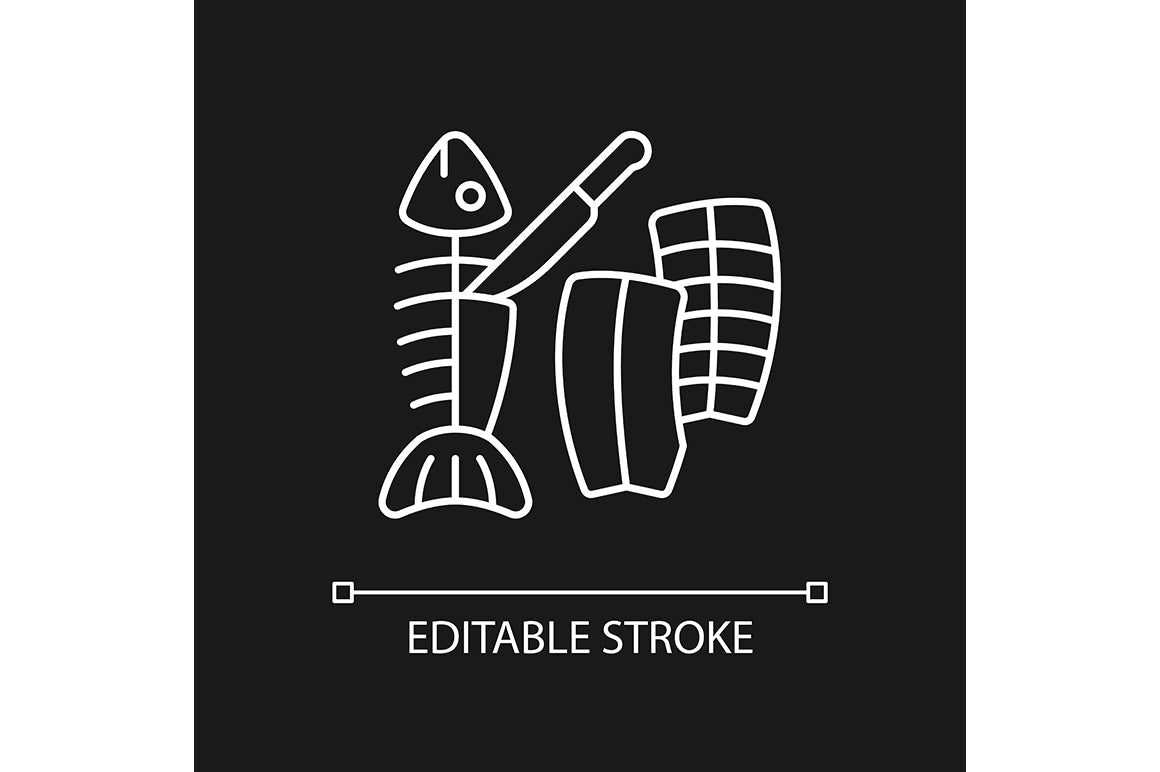 Fishing industry linear icons set for dark and light mode