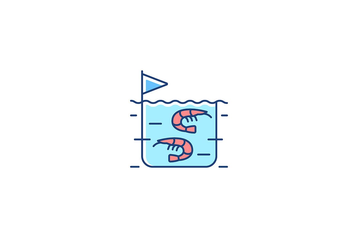 Fishing industry RGB color icons set